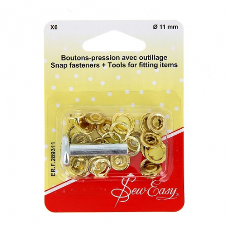 Boutons-pression X6 Ø - or -11 mm+ outillage