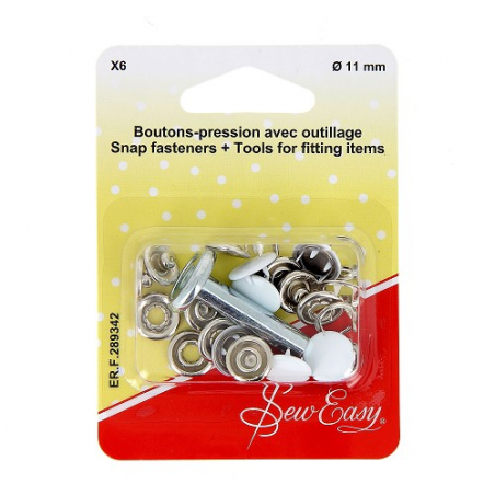 Boutons-pression X6 Ø - blanc -11 mm+ outillage