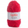 Grosse pelote de laine poilue fil Velour laine et fil katia : Couleur:Rouge
