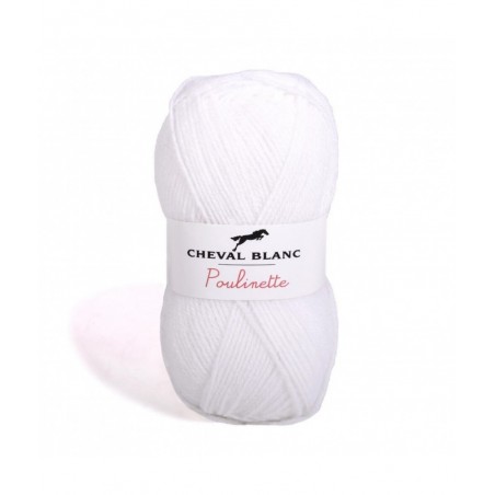 Pelote de laine à tricoter POULINETTE - Cheval Blanc