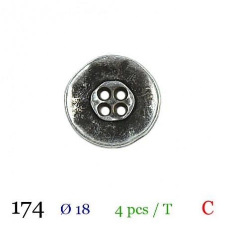 tube de 4 boutons metal BB174 diamètre 18 mm